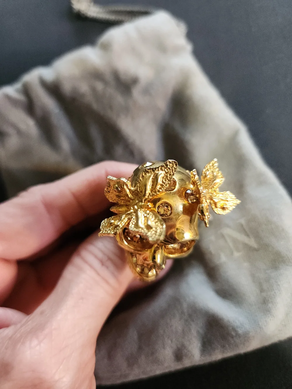 Alexander McQueen Skull & Butterfly Ring